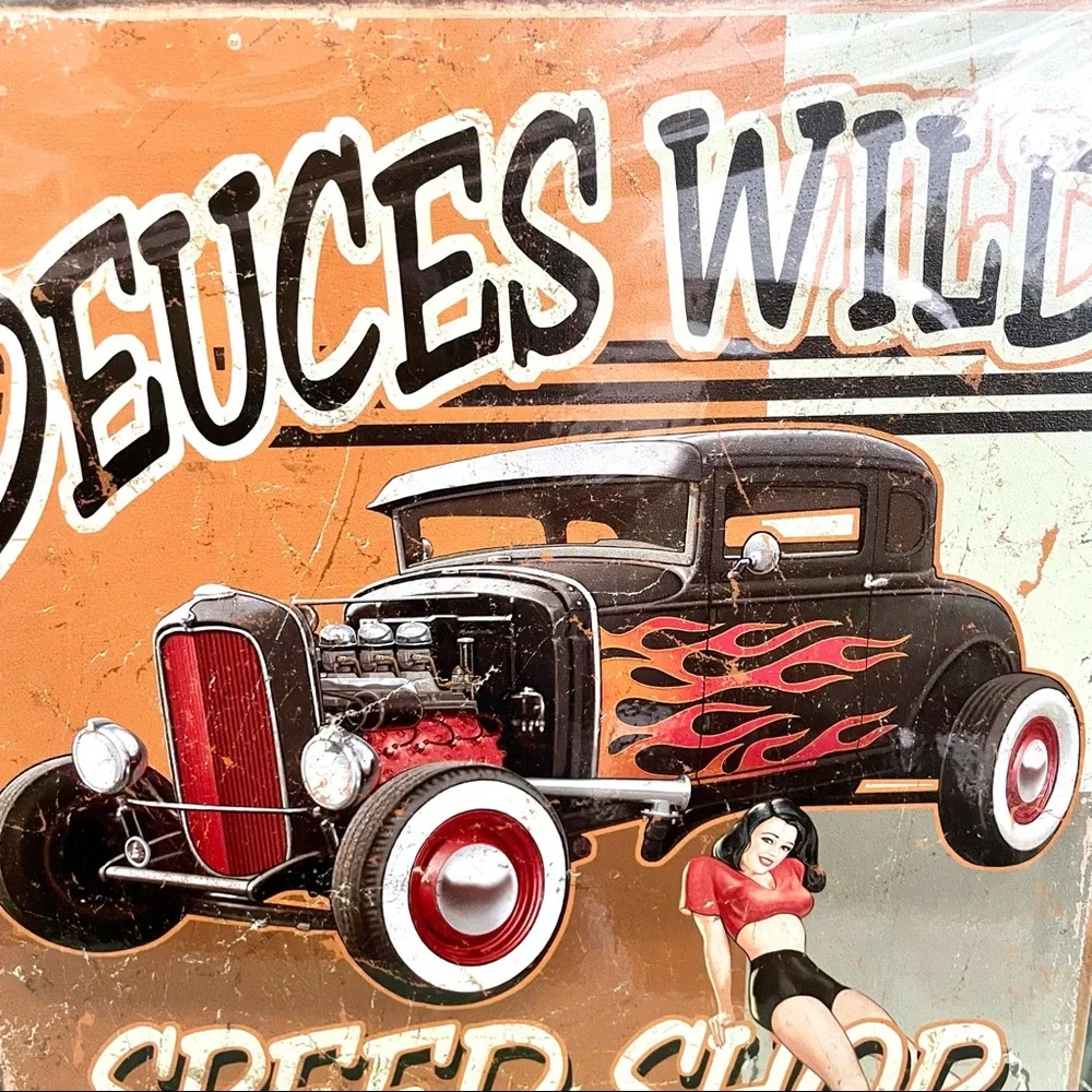 NEW Deuces Wild Speed Shop Metal Sign